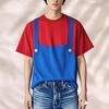 [COSYAMA] Mario T-Shirt, kurzärmelig, Milchproteinfaser, Unisex, rot und blau, für Cosplay und Events (JP, Alphabet, L, Mario-Rot)