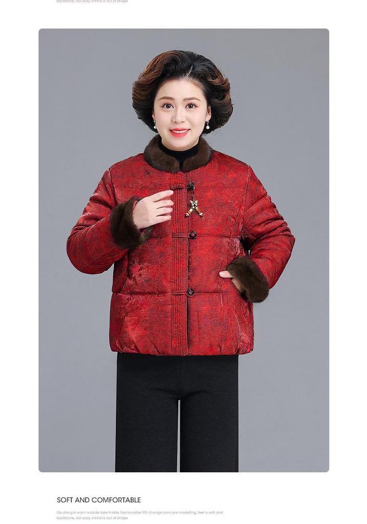 2025 Stylish Winter Cotton Jacket for Middle-Aged and Elderly Women - New Chinese Style, Fashionable and Warm.