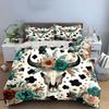 Floral Skull Western Decor Set Exquisite Three-Piece Bedding Set Gift For Kids And Adults