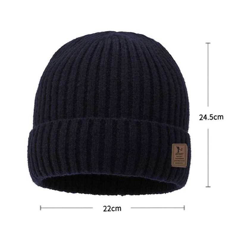 Winter Soft Knitted Hat Windproof Fleece-Lined Ear Protection Cap Thick Warm Beanies Hat Outdoor