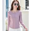 [JHIJSC] t-shirt ladies long sleeve spring cotton tight Plain color Fashionable cute large size (JP, alphabet, L, pink)