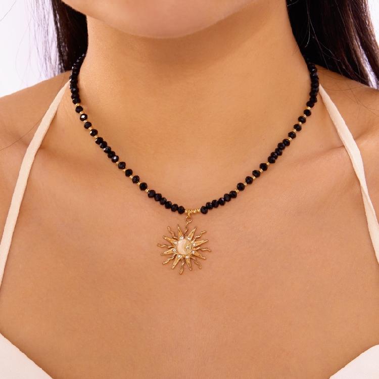 Fashionable Layering Bohemian Necklace For Women Stylish Crystal Bead Drop Pendant Jewelry With Adjustable Clasp