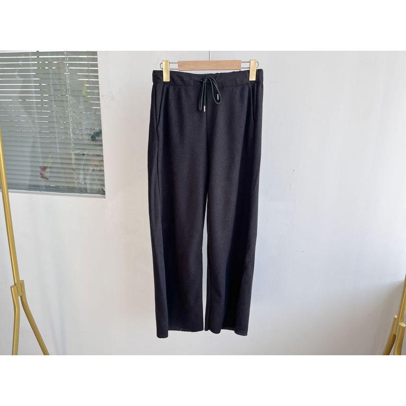 

Building 3a-29 Spring and Autumn Japanese Style Minimalist Casual Lazy Plaid Super Easy to Wear Wide Leg Classy Feeling Tongqin Pants S2 Black M