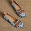 Fashion Embroidered Retro Round Toe Shallow Mouth Single Shoes Women's Colorblock Versatile Casual Embroidered Slip-On Flats