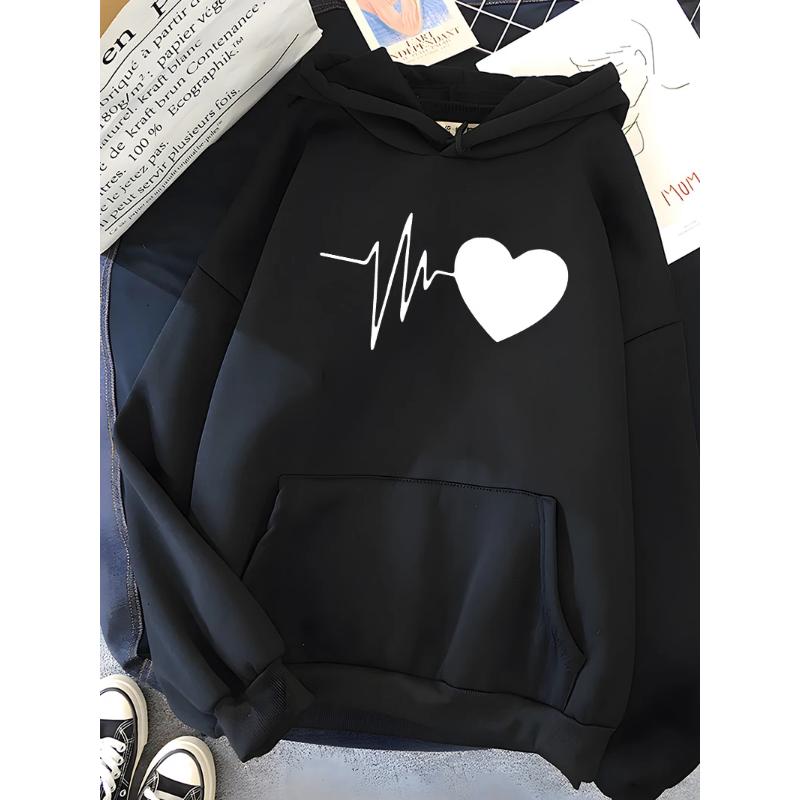 Hirsionsan Heart Print Women Sweatshirt Soft Casual Loose Vintage Female Hoodies 2023 Winter New Warm Fleece Student Tops Y2k