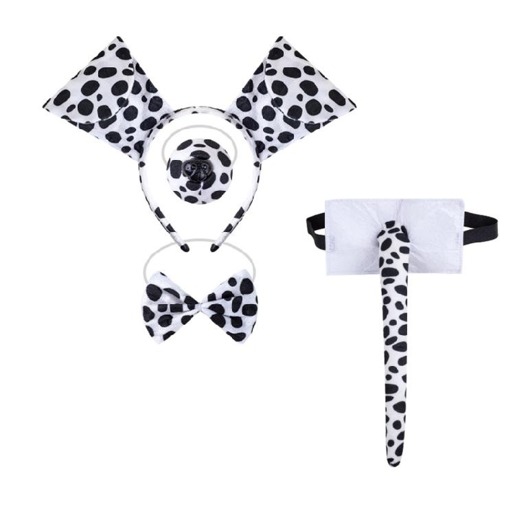 3/4/7Pcs Dalmatian Puppy Costume Set Animal Fancy Dress Costume Kit Accessories for Christmas Halloween Cosplay Party