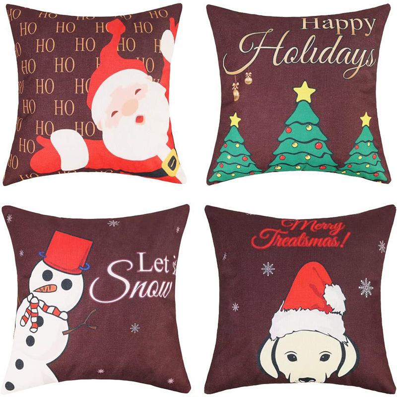 Pillow Case Home Decoration Snowman New Cartoon Christmas Sofa Yama Print Pillow Nordic Style Home