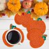 Set of 4 Autumn Pumpkin Coasters Handmade Crocheted Pumpkin Coasters Perfect for Harvest, Thanksgiving, Halloween, Home, Kitchen
