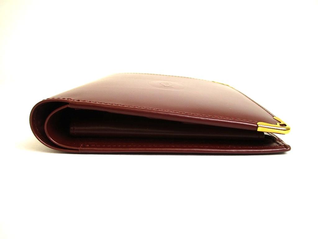 Authentic Cartier Must de Cartier Bordeaux Leather Bifold Wallet Purse #a944  Refurbished
