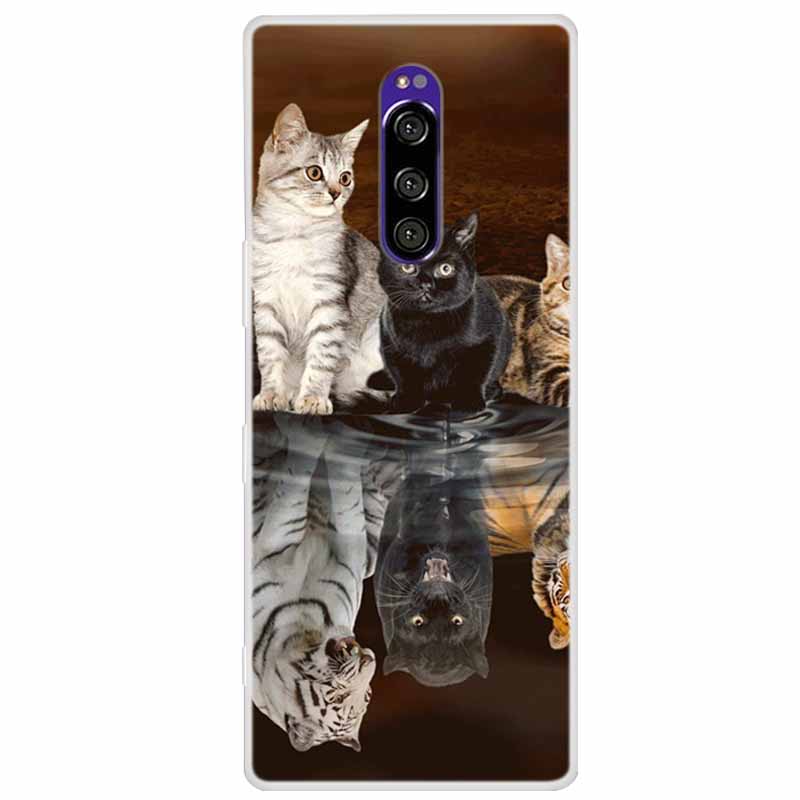 Funda de Silicona Suave para Sony Xperia 1 Funda Moda Transparente Fundas de Teléfono Tigre para Sony Xperia1 XZ4 SO-03L SOV40 J8110 Coque Parachoques