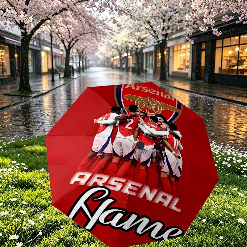 Custom Name Personalized football team Print Umbrella, Auto Open Close, 8‑Rib Sturdy Frame, Commute Camping Hiking Use, Birthday Gift