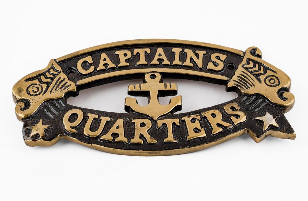 Antique Brass Captain's Quarters Sign – Vintage Nautical Maritime Wall Decor