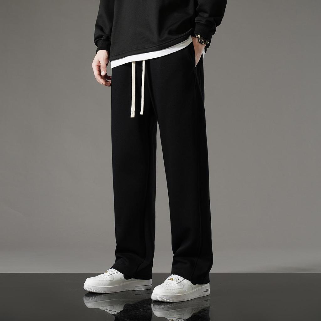 Spring Autumn Men Slim Sports Casual Pants Sweatpants Sportswear Drawstring Wide Leg Straight Track Pants Cotton Casual Loose Trousers