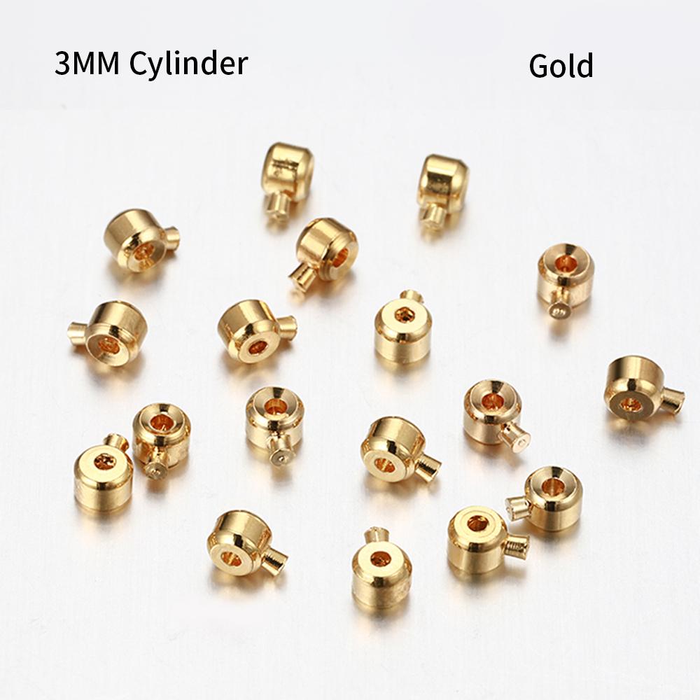 10/20pcs 18K Gold Plated Brass Crimp End Bead DIY Bracelet Stopper Bead Closures End Clip Snap Clasps Jewelry Making Accessories