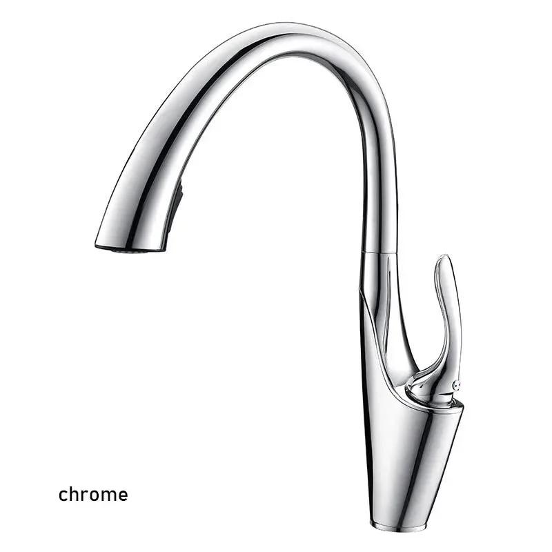 Brushed Kitchen Faucets Brass Pull Out Kitchen Faucet Black Hot And Cold Water Mixer Tap Deck Mounted Gourmet Kitchen Faucets