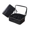 Black Heightened Cosmetic Bag with Mirror - Large Capacity Portable Handheld Storage Box