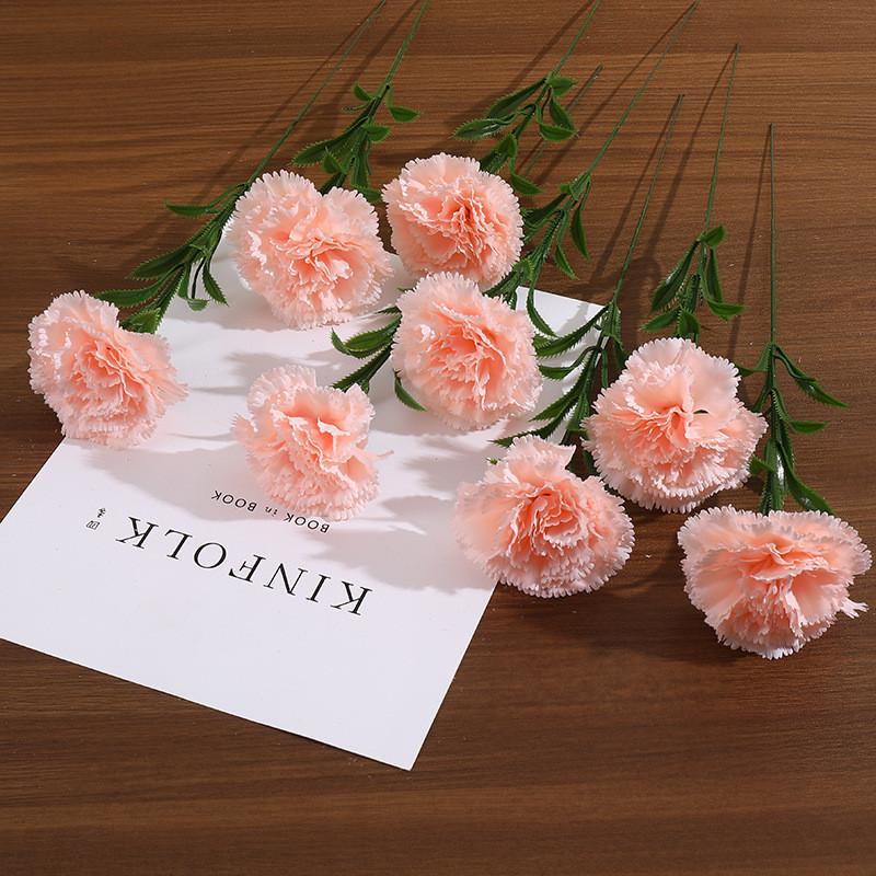 Carnation Silk Flower Bouquet For Home Office Wedding Decor Photography Prop