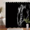 Muscular Man Shower Curtain Black and White Body Art Bathroom Decor Sexy Male Figure 3D Printed Waterproof Bath Curtain Home
