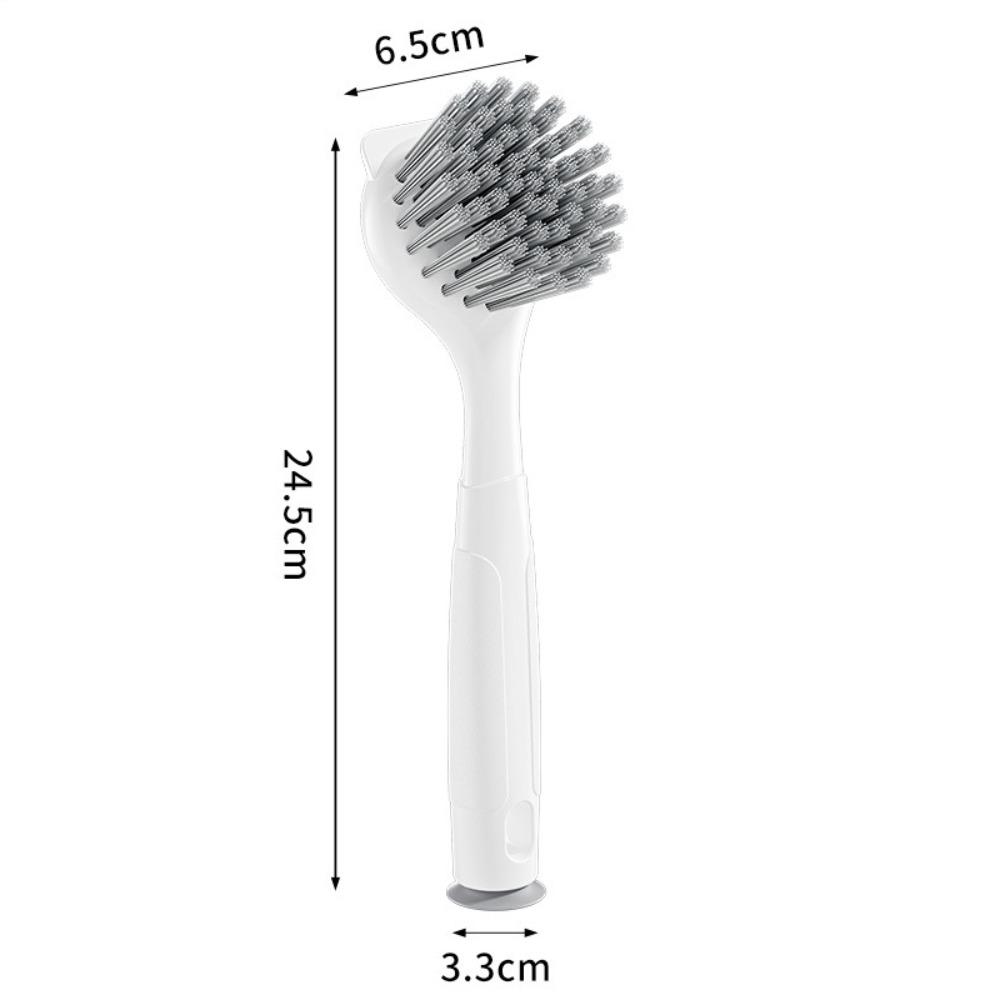 Long Handle Pot Brush Multipurpose Durable Dishwashing Brush with Suction Cup Bracket Dish Scrubber for Kitchen Pots Dishes Sink