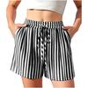 Women's Casual Fashion Striped Beach Vacation Drawstring Shorts with Pockets Lightweight Comfortable Summer Loose Fit