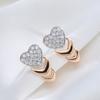 New Arrivals Micro-Wax Inlay Natural Zircon Drop Earrings  Rose Gold Color Fashion Women Wedding Jewelry Heart Earrings