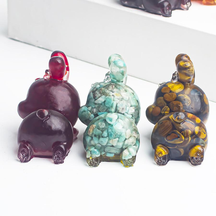 Crystal Rabbit Figurine Gift For Home Office Decor With Natural Gemstone Material