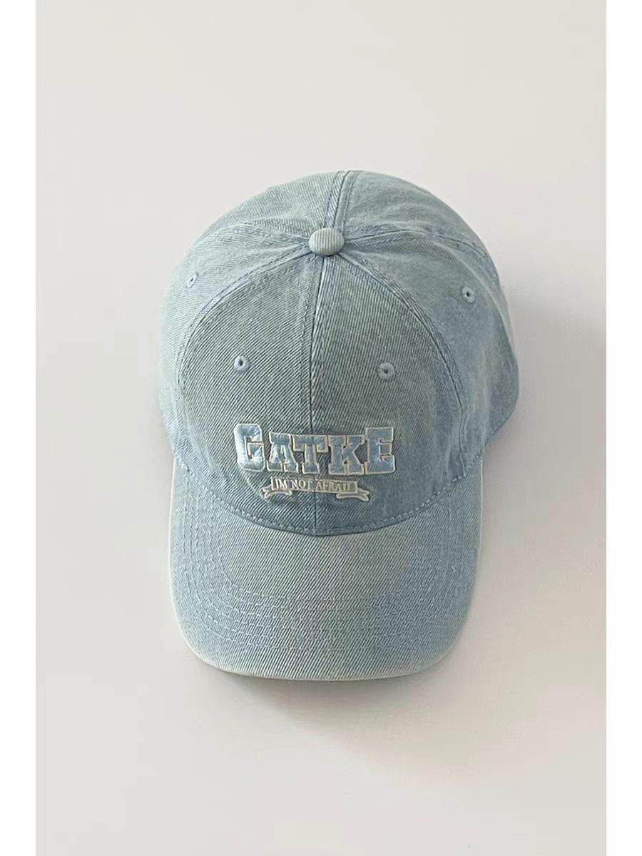 

Модная брендовая вышитая парная бейсболка с глубоким верхом и лицом, маленькая ретро-джинсовая кепка для женщин M（56-58cm） светло-синий