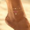 Multi Layer Zirconia Stainless Steel Chain White Pink Lotus Pendant Women's Fashionable Jewelry Gift Summer Beach Ankle Chain