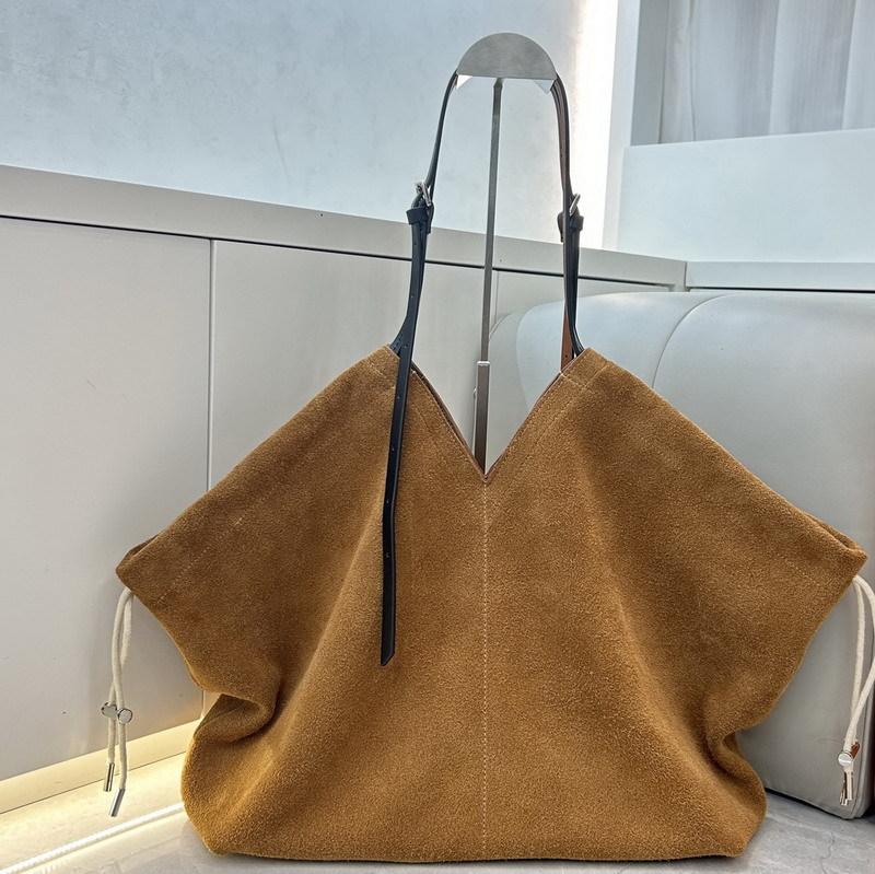 New first-layer cowhide leather suede matte tote bag vegetable basket handbag shoulder messenger bag women's bag