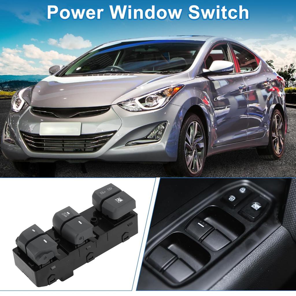 Power Window Switch No.935703X032RAS Front Left Driver Side Window Control Switch for Hyundai Elantra 2012-2015 Black Gray