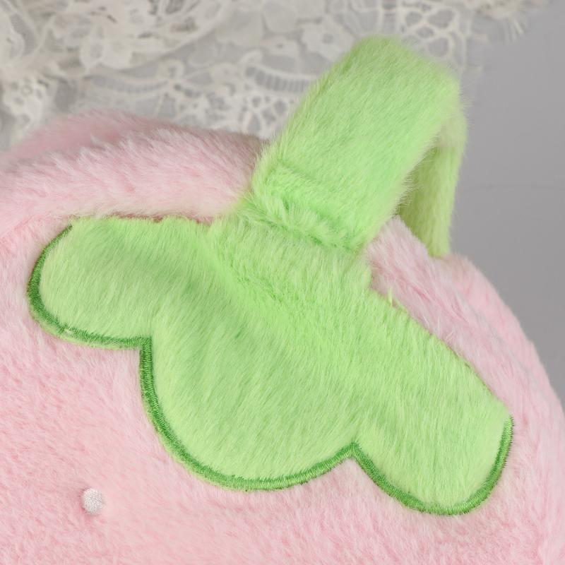 Lovely Strawberry Plush Cosmetics Bag Large Capacity Makeup Bag Sweet Simulation Fruits Storage Bag Toiletry Bags For Girls