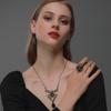 Halloween Vintage Smaragd Spinnen Schmuckset: Halskette, Ohrringe & Ring