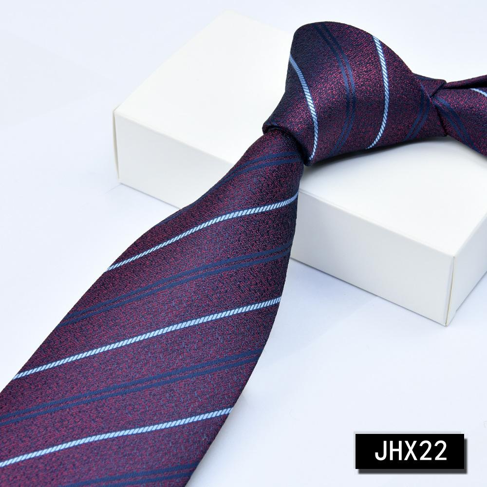 Men's Burgundy Striped Jacquard Formal Business Tie, 8cm Handmade Tie Decoration