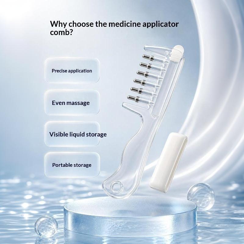 Transparent Essential Oil Massage Comb Unisex Built-In Liquid Applicator Suitable for Curly Straight All Hair Types