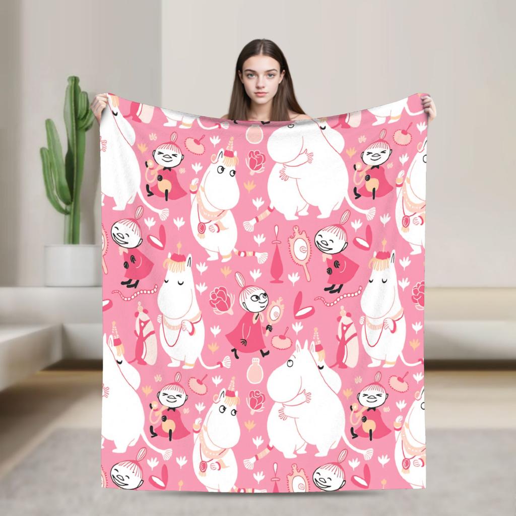 Coperta Morbida Moomin Carina per Divano Letto Coperta da Viaggio Casual Campeggio Invernale Flanella Copriletto