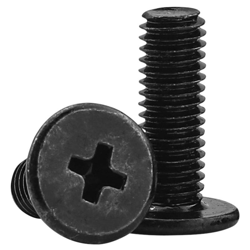 Carbon Steel Black CM Cross Slot Thin Head Machine Screws, Large Flat Head, M3/M4/M5/M6