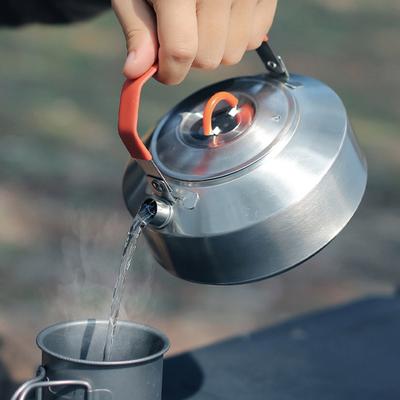 1L Camping Coffee Pot Kettle with Silicone Handle Compact Size Portable Polished Surface Easy To Clean Camping Pot Water Kettle