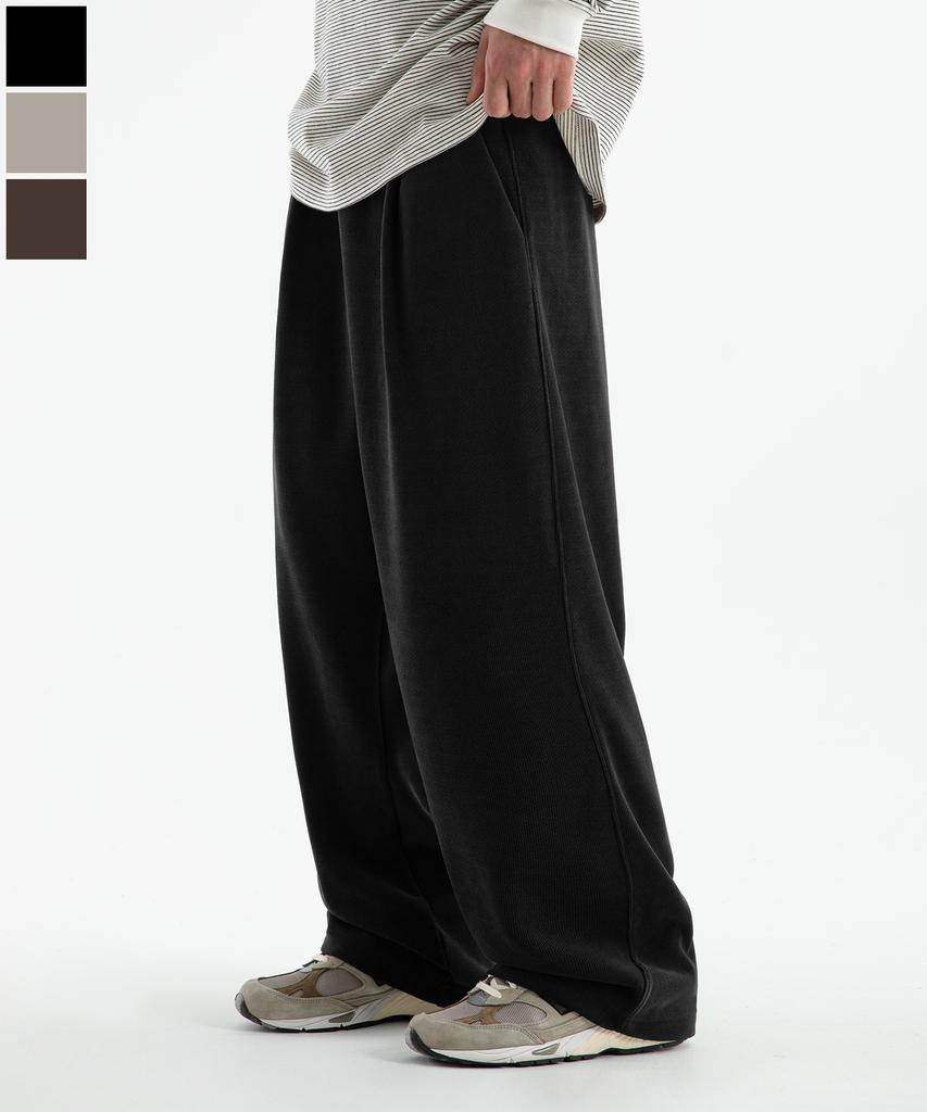 BRENSON B. Corduroy Knit Single-Pleat Wide Pants ( 3 Colors )