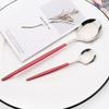 Rot Silber Geschirr Set Abendessen Gabel Messer Suppe Eis Löffel Besteck Set Edelstahl Western Besteck Silberbesteck Set
