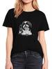 Women'S Casual Crew Neck T-Shirt with Shih Tzu Dog Print with Medium Stretch Knit Fabric Short Sleeve Tee for All Seasons