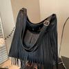 WTEMPO Faux Leather Large Capacity Retro Tassel Bags Women's Single Shoulder Crossbody Bags Bohemian Fashion Tote Bags