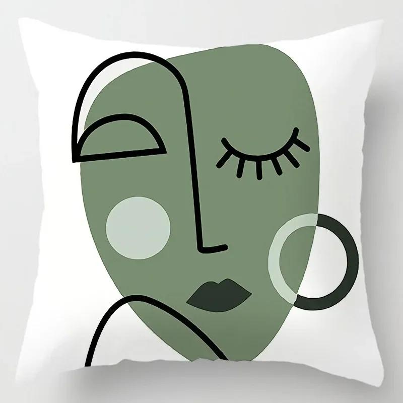 Fashionable Luxury Home Decoration Geometric Lines Abstract Style Ginkgo Leaf Print Pillow Cover Office Chair Cushion Cover