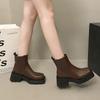 Small Martin Boots Women's British Style Heightening Cigarette Boots Thick-soled Square Head Thick Heel Chelsea Versatile