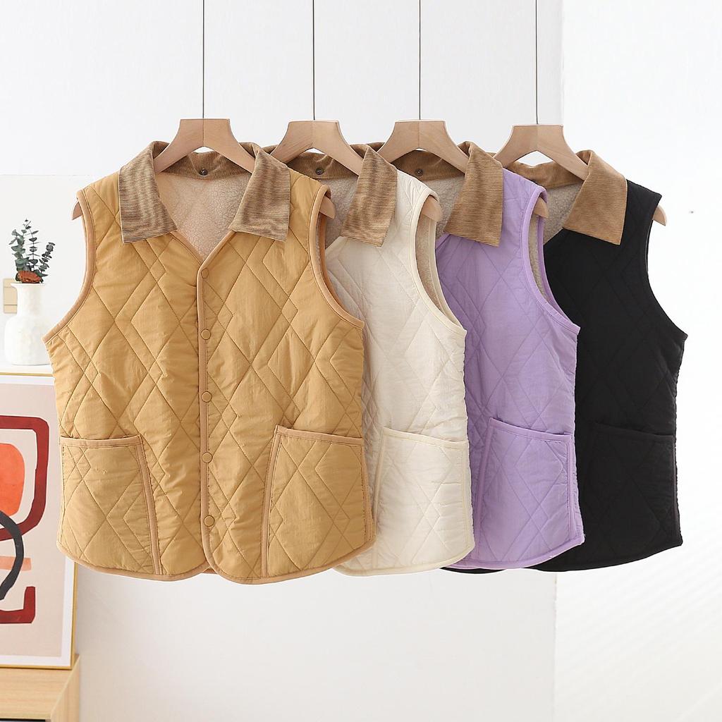 Unisex Winterweste mit Fleecefutter und abnehmbarem Kragen - Warme ärmellose Jacke