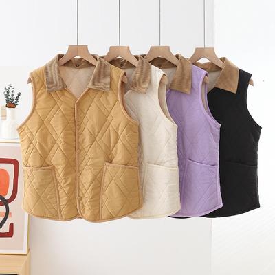 Unisex Fleece-Lined Winter Vest with Removable Collar - Warm Sleeveless Jacket