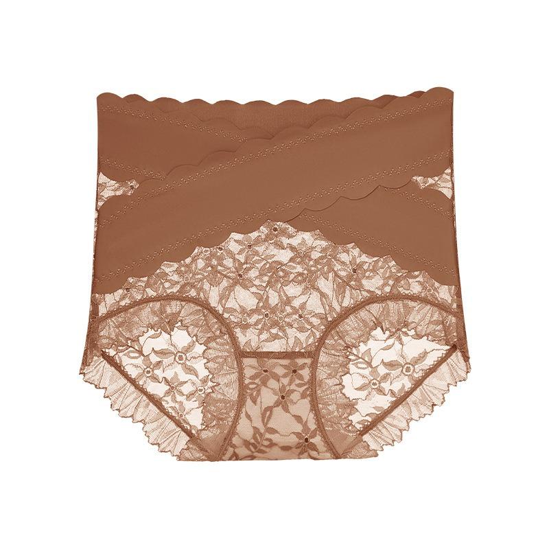 Sexy Lace Underwear Women High Waist Panties Floral Cross Slightly Cinched Lightweight Plastic Pants