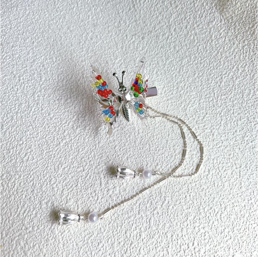 Korean Ancient Style Flapping Butterfly Tassel Hair Clip & Hairpin