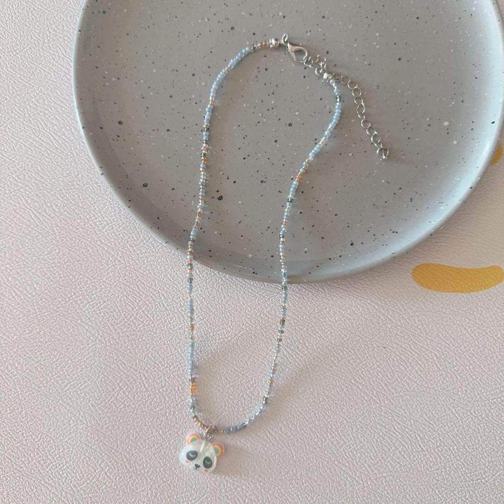 Colier cu pandantiv înghețată, dulce și elegant, cu mărgele colorate – accesoriu clavicular drăguț, durabil și versatil pentru femei.