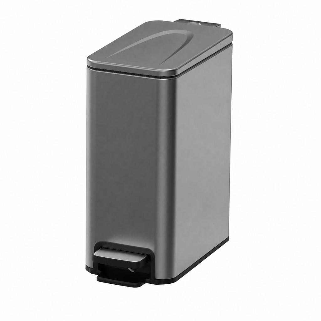 Square Stainless Steel Trash Can with Lid OdorControlling Compact Rectangular Pedal Bin Hands