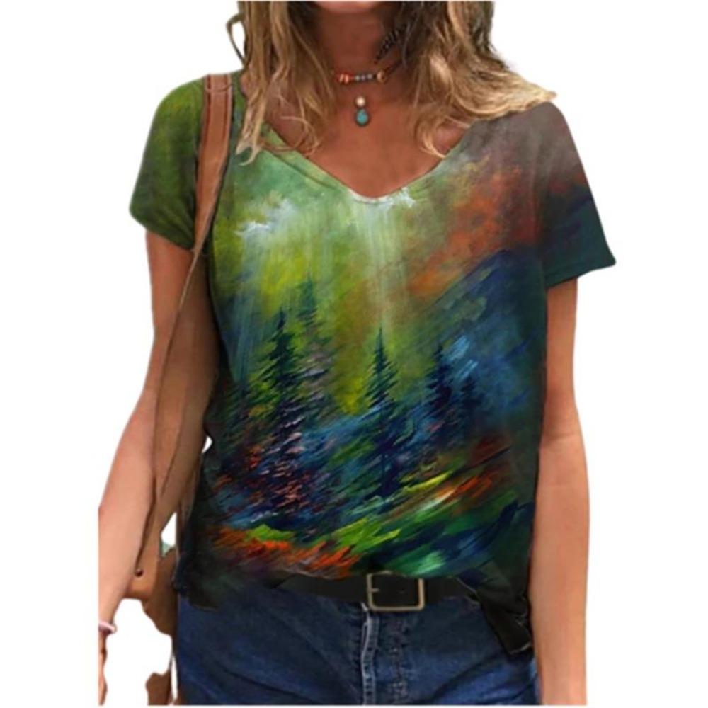 Summer Blouse Women's Short-sleeved 3d Floral Print T-shirt Streetwear Loose Casual Women's T-shirt